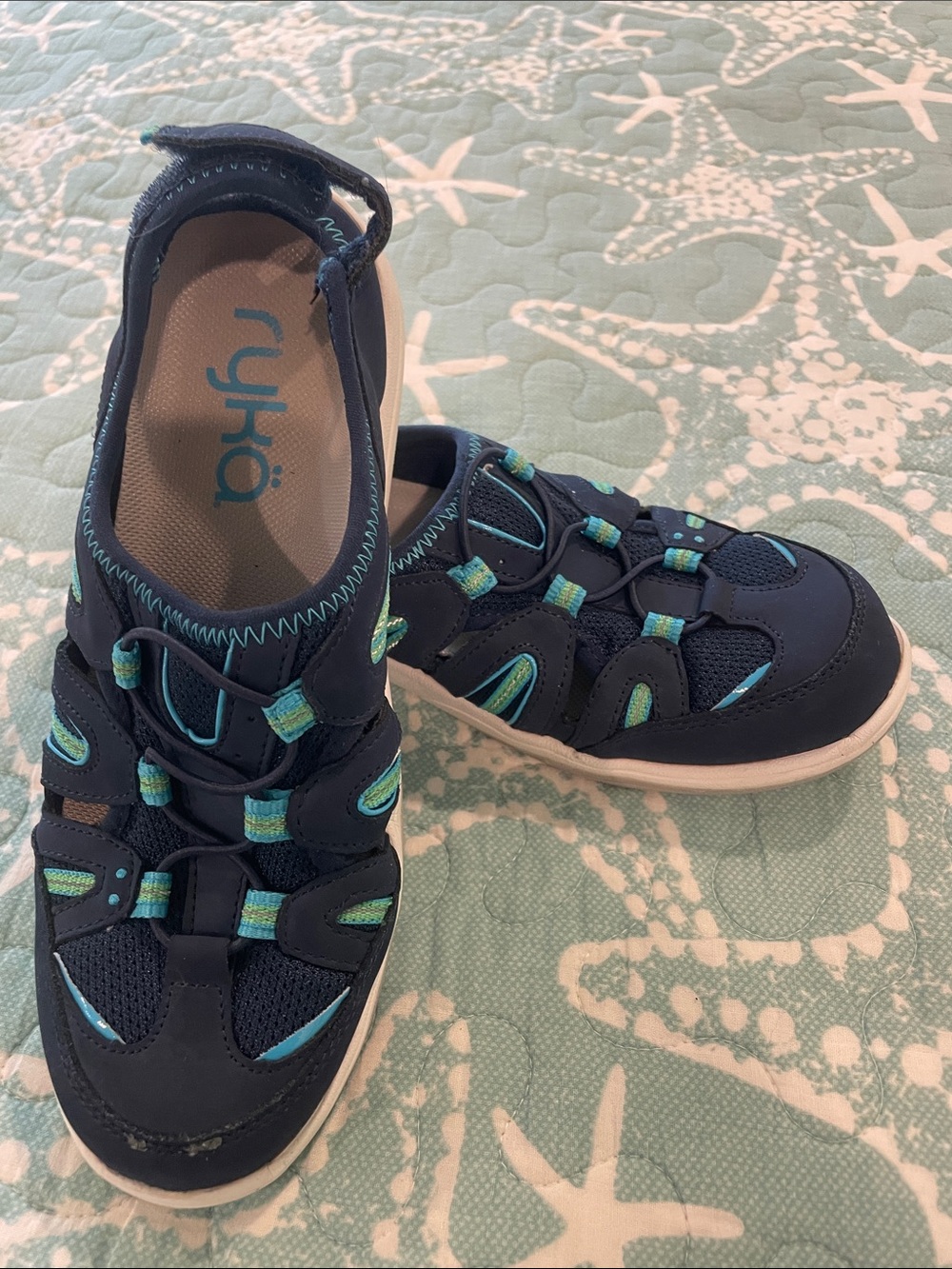 Ryka Women's Navy and Aqua Breathable Sport Sandals